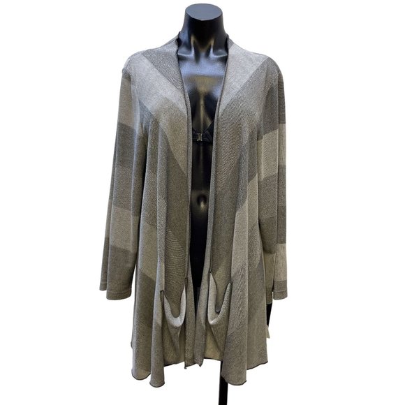 Yushi Sweaters - *NWT Yushi Gray Cardigan Open Front Long Block XXL